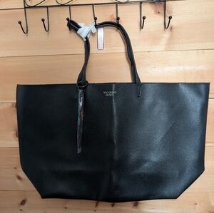 Victoria's Secret Shimmering Big Black Tote With Tassle.With Smaller Sequin Bag